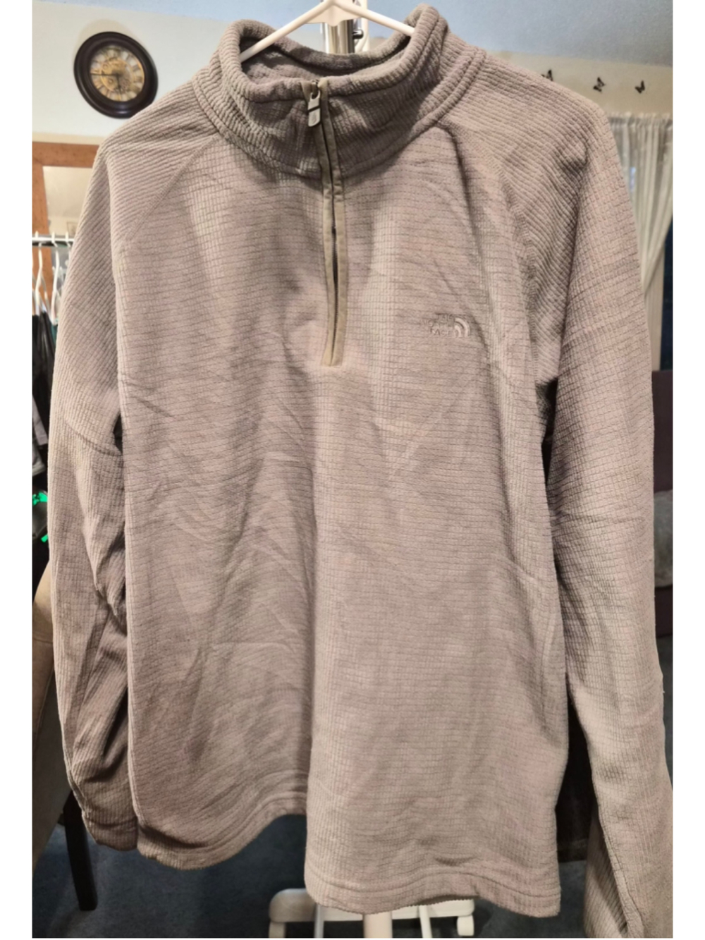Men The North Face Fleece Quarter Zip Pullover Gray Size M